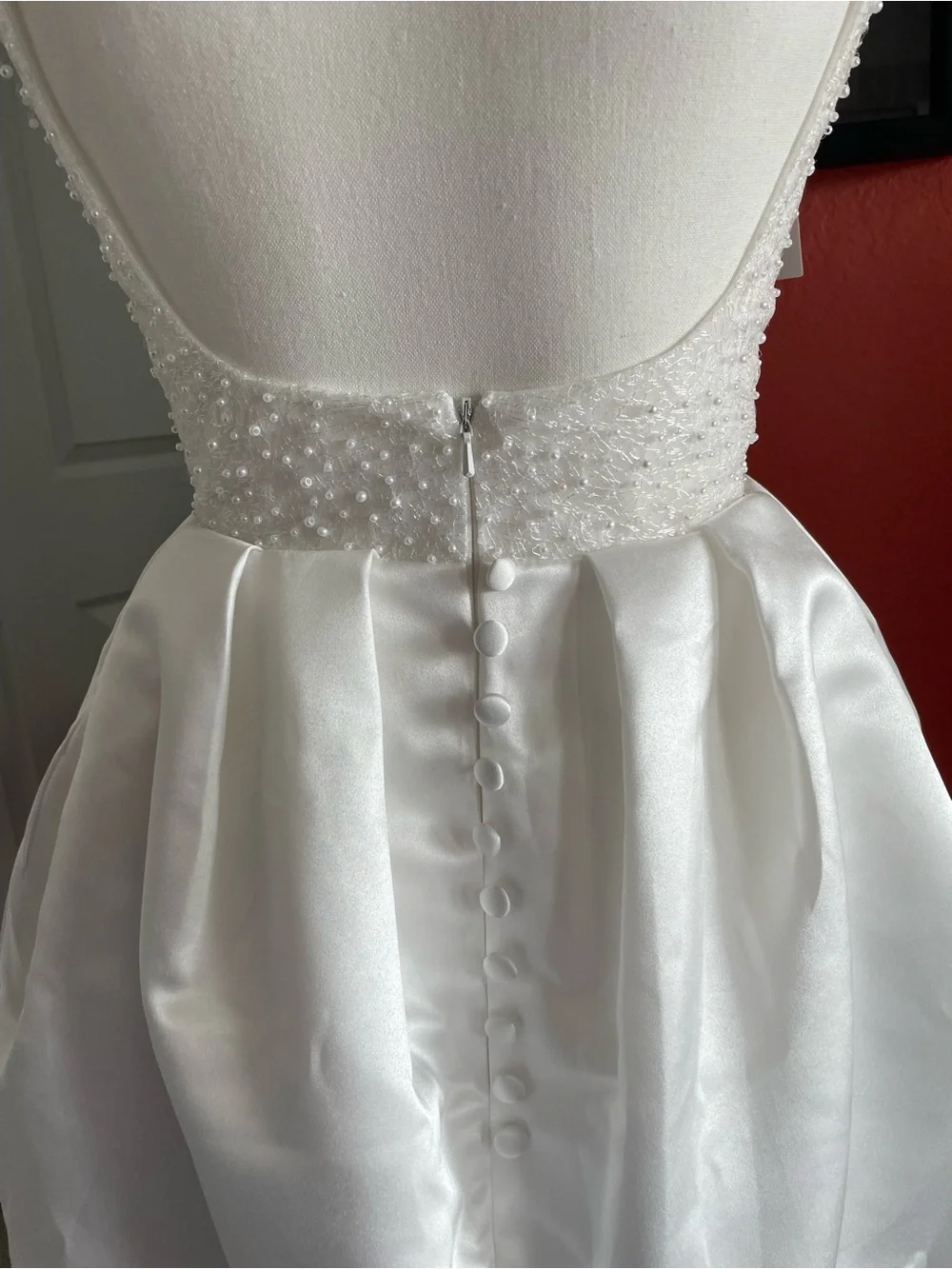 White Beaded Bodice Satin Bubble Dress
